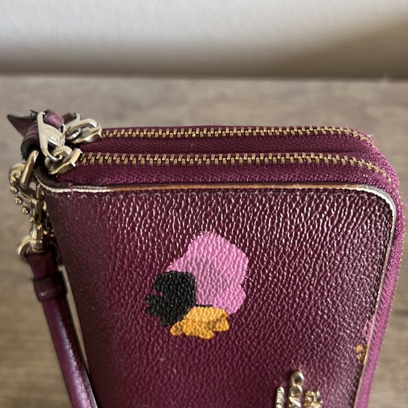 Coach Small Purple and Floral Print Accordion Zip Wallet/Wristlet - Picture 9 of 15